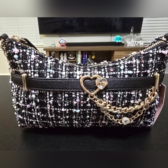 Juicy Couture Black and Pink Tweed Shoulder Bag - Picture 3 of 8